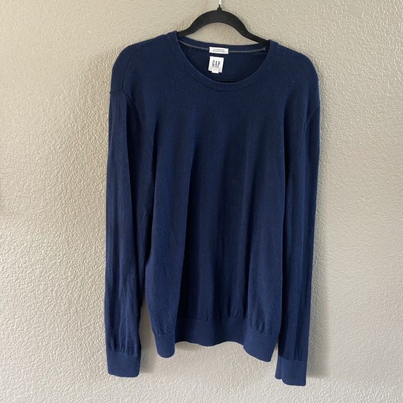 GAP Merino Wool Sweater Crew Neck Pullover Large blue Lightweight preppy - Picture 1 of 7
